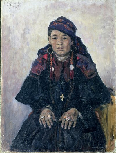 コサックの女性の肖像、1909 作： Vasilij Ivanovic Surikov